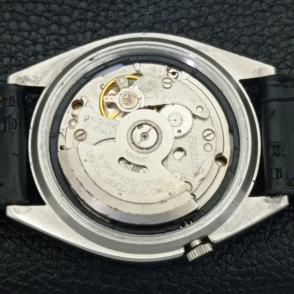 Vintage 1973 Seiko Automatic Mens Silver Watch W/daydate & Gold accents